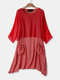 Vestido feminino de bolinhas irregulares de duas peças - Vermelho