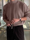 Мужской однотонный вязаный пуловер с полуворотником - коричневый