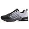 Men Knitted Fabric Breathable Side Stripe Lace-up Running Shoes - Black White