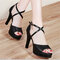 Season New Women's Super High Heel Sandals With A Word Buckle With Fashion Fashion Wild Women's Shoes - Black