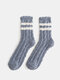 5 Pairs Women Coral Fleece Jacquard Two Stripes Thickened Warmth Socks - Blue