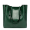 Women Solid Large Capacity Leisure Handbag Faux Leather Shoulder Tote Bag - Green