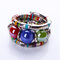 Bohemian Colorful pulseiras femininas com contas grandes e multicamadas joias vintage para mulheres - Prata