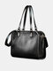 Women Faux Leather Large Capacity Tote Handbag Vintage Anti-Theft Crossbody Bags - Black