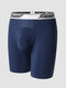 Men Ice Silk Seamless Thin Stitching Legging Underwear Comfy Boxers Brief - Navy