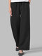 Solid Color Elastic Waist Drawstring Plus Size Casual Pants - Black