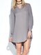 Casual Irregular Hem V-neck Long Sleeve Women Mini Dress - Grey