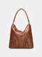 Women Retro PU Leather Multi-pocket Handbag Shoulder Bag - Brown