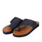 Large Size Women Casual Breathable Hollow Flat Thumbs Sandals - Dark Blue