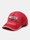 Unisex Washed Cotton Three-dimensional Letters Embroidery Sewing Thread Soft-top Fashion Baseball Cap - Wine Red