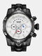 Large Dial Men Business Watch Multifunctional Luminous Calendar Waterproof Quartz Watch - White Dial Black Band