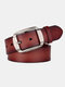 Men Cowhide Solid Color Alloy Pin Buckle Casual Business Belt - Brown
