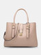 Women PU Leather Large Capacity Satchel Bag Handbag Crossbody Bag Shoulder Bag - Apricot