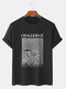 Mens Line Mountain Letter Print Cotton Daily Short Sleeve T-Shirts - Black