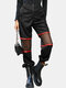 Mesh Patchwork Zipper Pocket Elastic Waist Casual Cargo Pants - Black