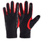 Mens Women Warm Fleece Outdoor Ski Cycling Gloves Full Finger Windproof Touch Screen Gloves - Red