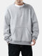Mens Plain Solid Color Half Open Zipper Up Plush Sweatshirts - Gray