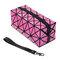 Lingge 3D Diamond Pattern Cosmetic Bag Large Capacity Women Makeup Tools Organizer - Rose