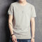 New Season Men's Short-sleeved T-shirt Round Neck Slim Men's T-shirt Simple Solid Color Trend Male Stitching - Gray