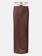 Solid Knit Hollow Tie Back Mermaid Maxi Skirt - Coffee