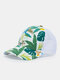 Unisex Mesh Fashion Flower Printed Holiday Sunshade Breathable Baseball Hat - Green