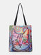 Women Abstract Colorful Cat Pattern Print Shoulder Bag Handbag Tote - colorful