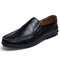Men Pure Color British Style Outdoor Business Casual Driving Loafers - Black