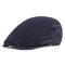Line Cotton Stripe Adjustable Beret Solid Color Golf Cap Newsboy Flat Cap Ivy Irish Retro Hat - Navy