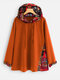Vintage Patch Side Button Long Sleeve Overhead Hoodies - Orange Red