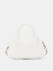 Women Faux Leather Vintage Patchwork Solid Color Crossbody Bag Brief Handbag - White