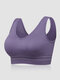 Plus Size Women Plain Back Hollow Bodycon Hem Wide Straps Stretch Shakeproof Bras - Purple