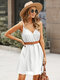 Solid Off The Shoulder Strap Sleeveless Chiffon Dress - White