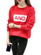 Letters Printed Long Sleeve O-neck Sweatshirt - Red