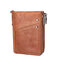 RFID Men Genuine Leather 10 Card Slot Wallet Double Zipper Coin Purse - Brown