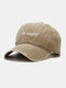 Unisex Washed Cotton Solid Color Letter Embroidery Sunshade Simple Baseball Cap - Khaki