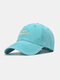Unisex Washed Distressed Cotton 3D Letter Embroidery All-match Sunscreen Baseball Cap - Sky Blue