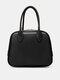Women Faux Leather Vintage Multi-Carry Solid Color Shopping Crossbody Bag Handbag - Black