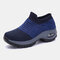 Large Size Women Outdoor Breathable Sock Mesh Rocking Shoes - Blue