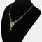 Vintage Rhinestone Gem Necklace Temperament Geometric Hollow Pendant Necklace Ethnic Jewelry  - Green
