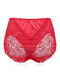 Plus Size High Waisted Tummy Control Lace Hip Lifting Panties - Red