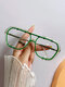 Women Plastic Irregular Big Full Frame Siamese Double Bridge Decorative Flat Glasses - #02