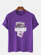Mens 100% Cotton Michelangelo's David Printed Short Sleeve Graphic T-Shirt - Purple