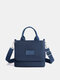 Women Nylon Brief Multi-Carry Large Capacity Solid Color Crossbody Bag Handbag - Blue