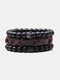 Vintage Bohemia Natural Stone Combination Set Round Bead Men Bracelet - #03