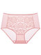 Plus Size Rose Lace Middle Waisted Hip Lifting Breathable Soft Panties - Pink