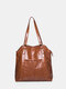 Women Vintage PU Leather Brown Shoulder Bag Handbag Tote - Dark Brown