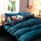 3/4 قطعة AB Sided Thicken Corduroy Velvet Winter Bed Set Full Queen King حجم غطاء لحاف - أزرق