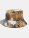 Women & Men Corduroy Multicolor Tie Dye Casual Soft Outdoor All-match Bucket Hat - #06