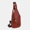 Men Genuine Leather Retro Solid Outdoor Chest Bag Crossbody Bag - Brown