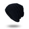 Knit Wool Hat Season Plus Warm Monochrome Square Head Men's Outdoor Hat  - Black